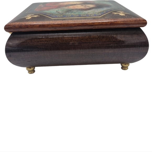 Vintag Edna Hibel Mother & Child Art On Reuge Handmade Italian Jewelry Music Box - Picture 3 of 10